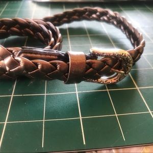Bronze woven leather belt